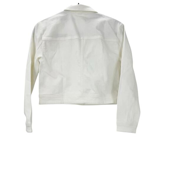 J. Crew Girl's Cropped Denim Trucker Jacket Long Sleeve in White Size XL NWT - Picture 3 of 10